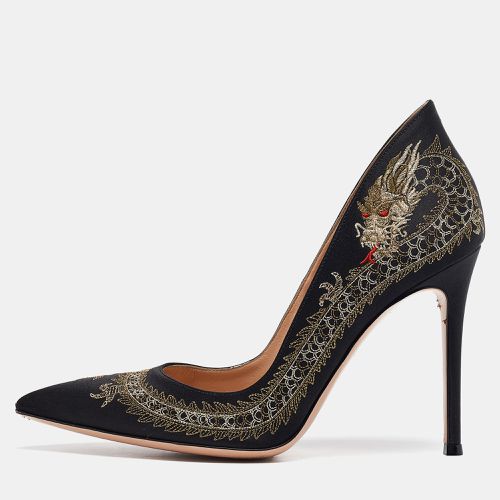 Gianvito Rossi Black Satin Dragon 100 Embroidered Pumps Size 38.5 - Gianvito Rossi - Modalova