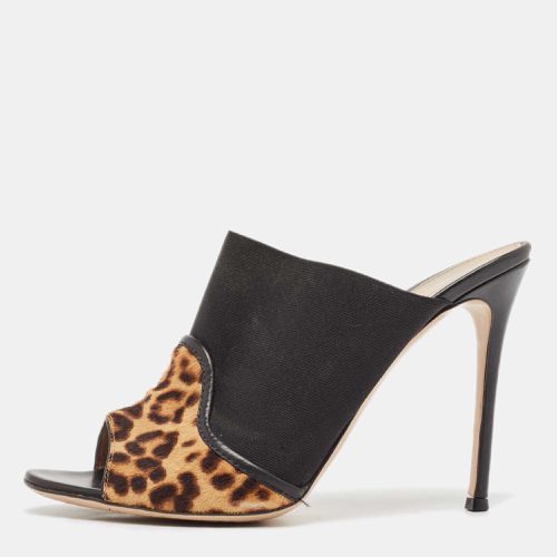 Gianvito Rossi Brown/Black Leopard Print Calf Hair and Fabric Mules Size 40.5 - Gianvito Rossi - Modalova