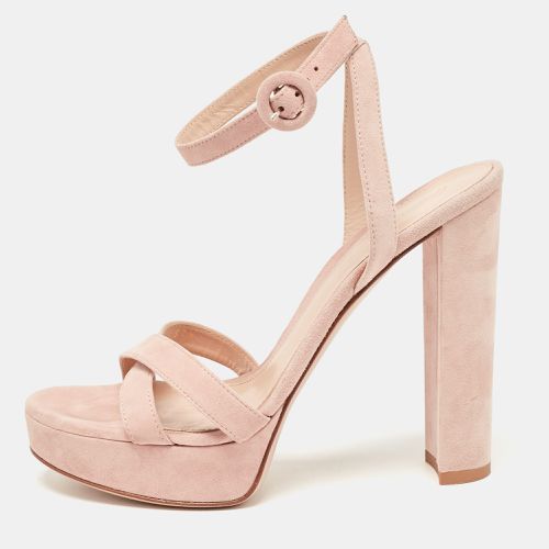 Gianvito Rossi Powder Pink Suede Ankle Strap Platform Sandals Size 37.5 - Gianvito Rossi - Modalova