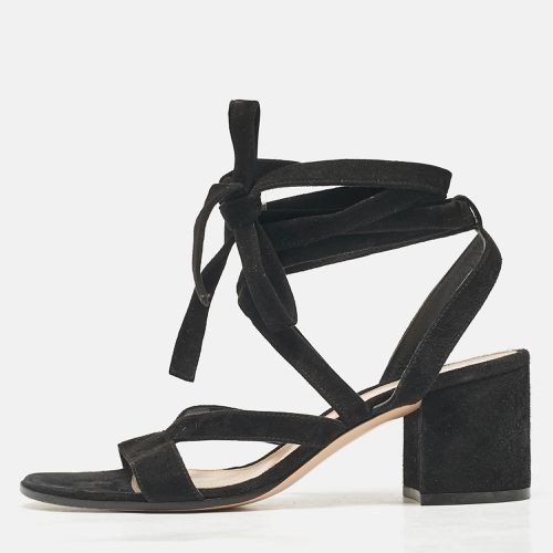 Gianvito Rossi Black Suede Janis Ankle Wrap Sandals Size 37.5 - Gianvito Rossi - Modalova