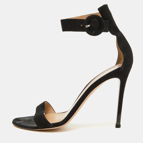 Gianvito Rossi Black Suede Portofino Ankle Strap Sandals Size 39 - Gianvito Rossi - Modalova