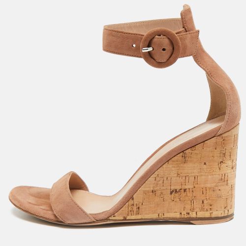 Gianvito Rossi Brown Suede Portofino Wedge Sandals Size 36 - Gianvito Rossi - Modalova