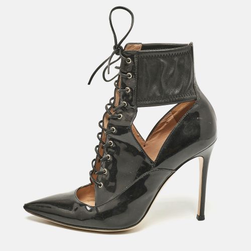 Gianvito Rossi Black Patent and Leather Lace-Up Ankle Booties Size 37.5 - Gianvito Rossi - Modalova