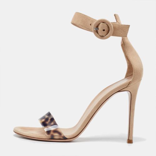 Gianvito Rossi Beige Pvc and Suede Portofino Ankle Strap Sandals Size 37 - Gianvito Rossi - Modalova