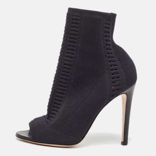 Gianvito Rossi Black Knit Fabric Open Toe Ankle Length Boots Size 37 - Gianvito Rossi - Modalova