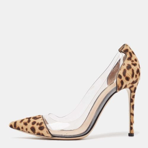 Gianvito Rossi Brown/Beige Leopard Print Calf Hair and PVC Plexi Pumps Size 39 - Gianvito Rossi - Modalova