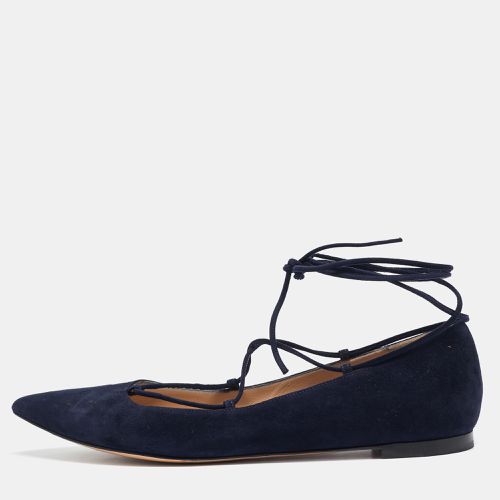 Gianvito Rossi Navy Blue Suede Femi Ankle Tie Ballet Flats Size 39.5 - Gianvito Rossi - Modalova