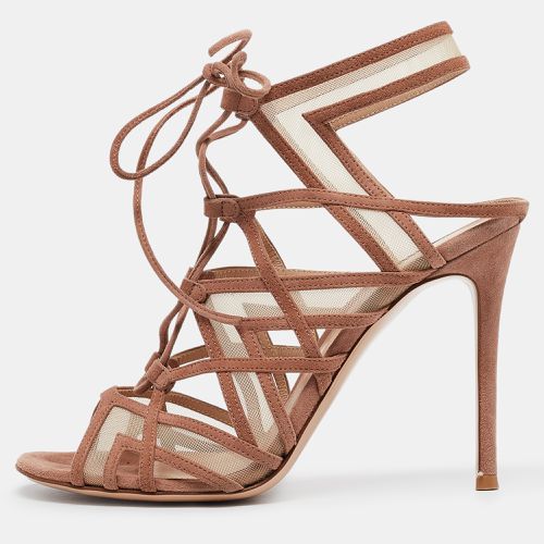 Gianvito Rossi Brown Suede and Mesh Adria Sandals Size 37.5 - Gianvito Rossi - Modalova