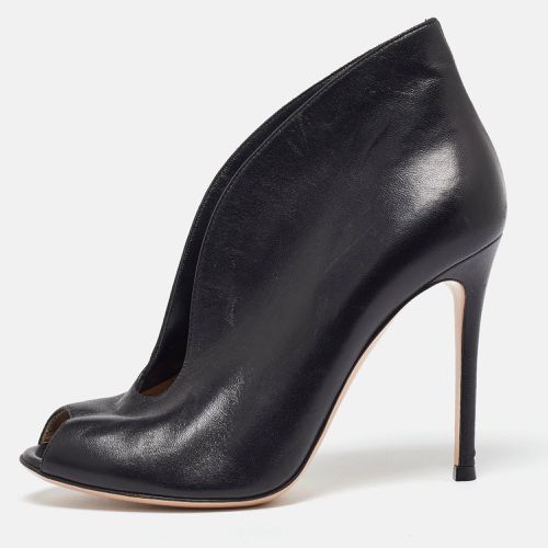 Gianvito Rossi Black Leather Vamp Peep Toe Booties Size 37.5 - Gianvito Rossi - Modalova