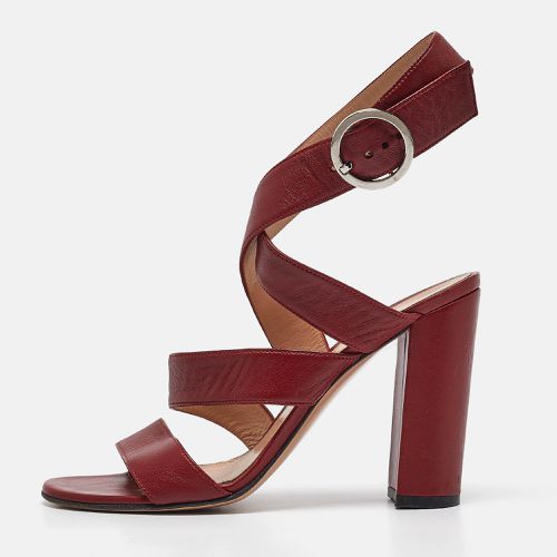 Gianvito Rossi Burgundy Leather Ankle Wrap Sandals Size 39 - Gianvito Rossi - Modalova