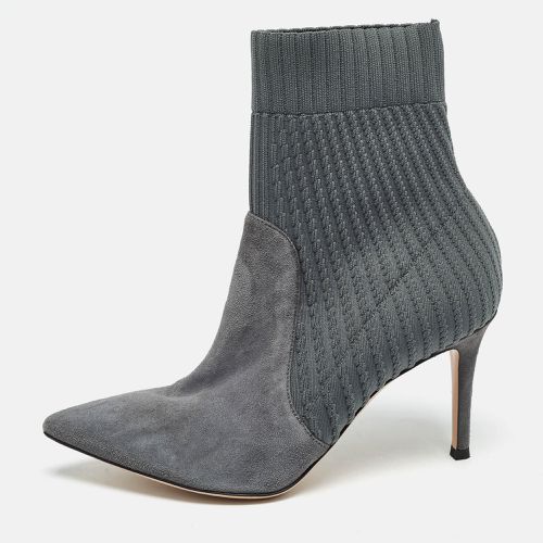 Gianvito Rossi Grey Knit Fabric And Suede Katie Ankle Boots Size 36.5 - Gianvito Rossi - Modalova