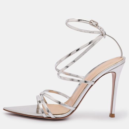 Gianvito Rossi Silver Leather Kim Ankle Strap Sandals Size 37 - Gianvito Rossi - Modalova