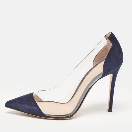 Gianvito Rossi Blue Suede and PVC Plexi Pointed Toe Pumps 39 - Gianvito Rossi - Modalova