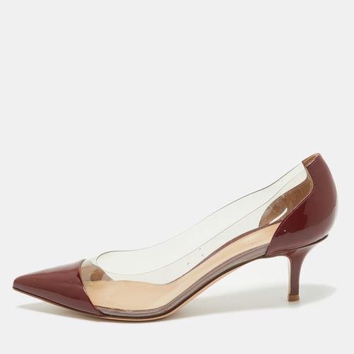 Gianvito Rossi Burgundy Patent Leather and PVC Plexi Pointed Toe Pumps Size 38.5 - Gianvito Rossi - Modalova