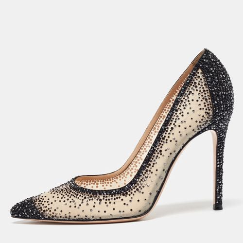 Gianvito Rossi Beige/Black Mesh Embellished Pumps Size 37 - Gianvito Rossi - Modalova