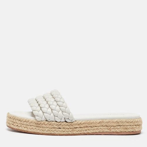 Gianvito Rossi White Braided Leather Marbella Espadrille Slides Size 37.5 - Gianvito Rossi - Modalova