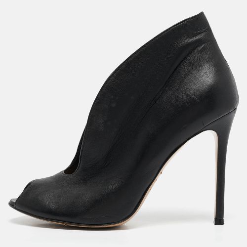 Gianvito Rossi Black Leather Vamp Peep Toe Booties Size 38 - Gianvito Rossi - Modalova