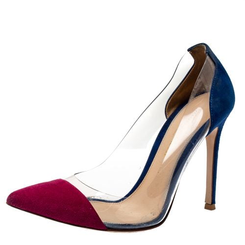 Gianvito Rossi Burgundy/Blue Suede and PVC Plexi Pumps Size 36 - Gianvito Rossi - Modalova