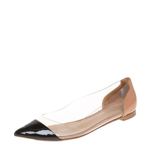 Gianvito Rossi Black PVC and Patent Leather Plexi Pointed Toe Ballet Flats Size 37.5 - Gianvito Rossi - Modalova