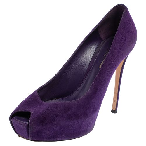 Gianvito Rossi Purple Suede Peep Toe Platform Pumps Size 39.5 - Gianvito Rossi - Modalova