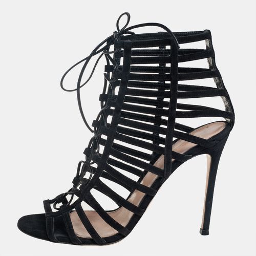 Gianvito Rossi Black Suede Caged Lace Up Sandals Size 39 - Gianvito Rossi - Modalova