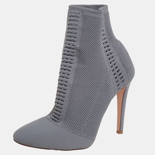 Gianvito Rossi Grey Stretch Knit Thurlow Ankle Boots Size 39 - Gianvito Rossi - Modalova