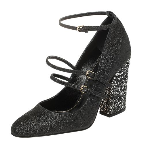 Sergio Rossi Black Glitter Betty Mary Jane Pumps Size 36 - Sergio Rossi - Modalova