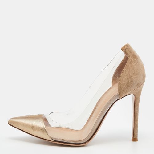 Gianvito Rossi Brown/Gold Suede Leather And PVC Plexi Pumps Size 35.5 - Gianvito Rossi - Modalova