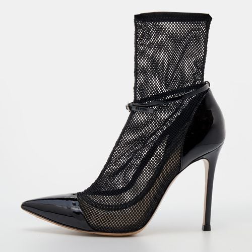 Gianvito Rossi Black Mesh And Patent Leather Idol Booties Size 36.5 - Gianvito Rossi - Modalova