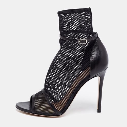 Gianvito Rossi Black Mesh and Leather Idol Open-Toe Ankle Booties Size 36 - Gianvito Rossi - Modalova