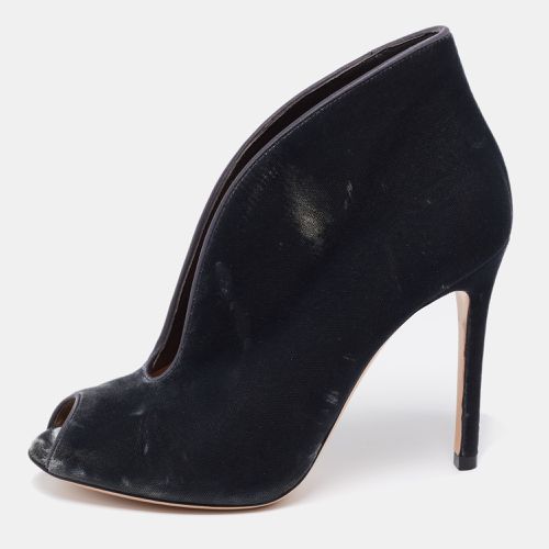 Gianvito Rossi Grey Velvet Vamp Peep-Toe Booties Size 35.5 - Gianvito Rossi - Modalova