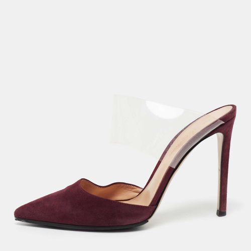 Gianvito Rossi Burgundy Suede and PVC Plexi Pointed Toe Mule Sandals Size 38 - Gianvito Rossi - Modalova