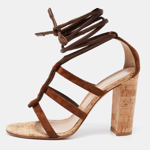 Suede and Leather Cayman Cork Sandals Size 41 - Gianvito Rossi - Modalova