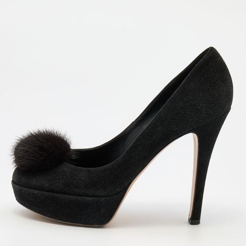 Gianvito Rossi Black Suede and Mink Fur Platform Pumps Size 37 - Gianvito Rossi - Modalova