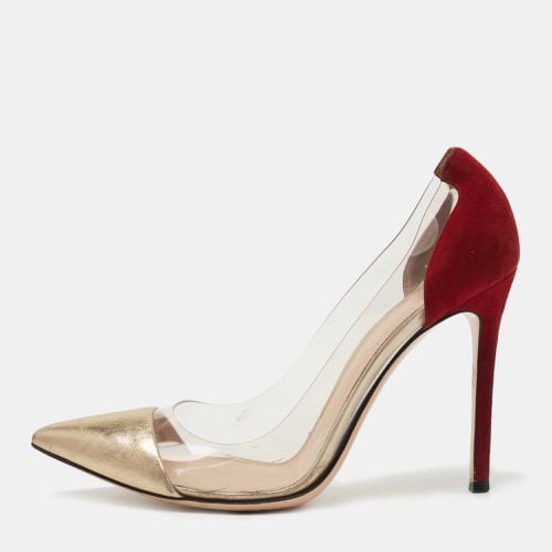 Gianvito Rossi Burgundy/Gold Leather and PVC Plexi Pumps Size 38.5 - Gianvito Rossi - Modalova