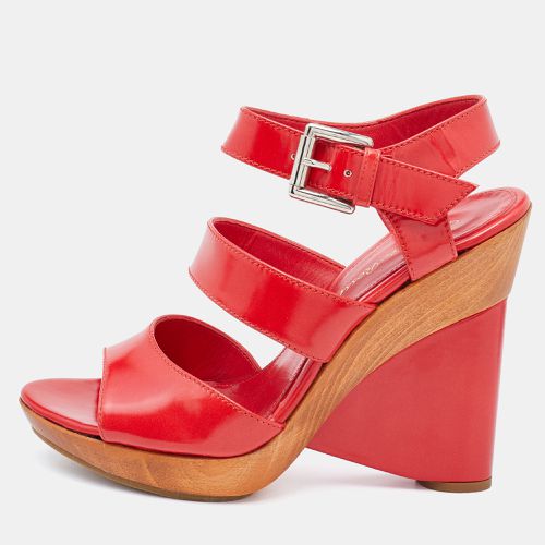 Gianvito Rossi Red Leather Wedge Strappy Sandals Size 37.5 - Gianvito Rossi - Modalova