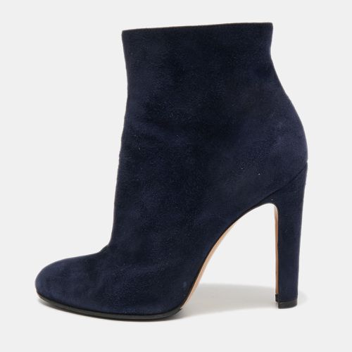 Gianvito Rossi Navy Blue Suede Ankle Booties Size 37 - Gianvito Rossi - Modalova