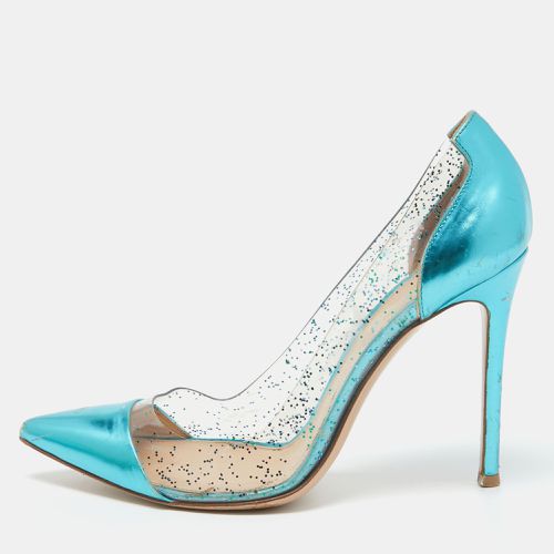 Gianvito Rossi Metallic Blue Leather and Glitter PVC Plexi Pumps Size 38.5 - Gianvito Rossi - Modalova