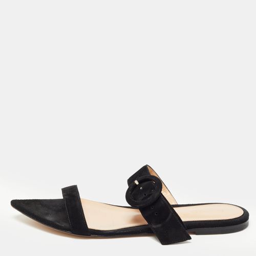 Gianvito Rossi Black Suede Flat Slides Size 37.5 - Gianvito Rossi - Modalova