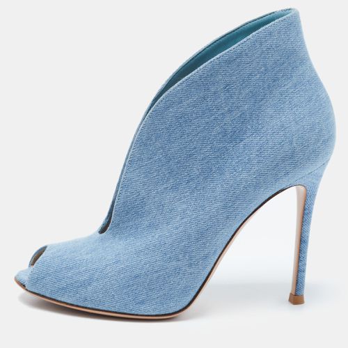 Gianvito Rossi Blue Denim Vamp Peep Toe Booties Size 37.5 - Gianvito Rossi - Modalova