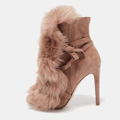 Gianvito Rossi Beige Suede Moritz Shearling Ankle Boots Size 37 - Gianvito Rossi - Modalova