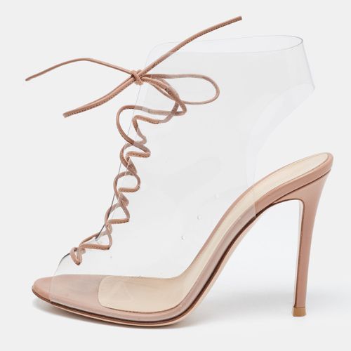 Gianvito Rossi Beige PVC And Leather Helmut Lace Up Booties Size 36.5 - Gianvito Rossi - Modalova