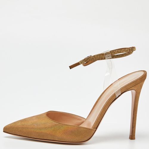 Gianvito Rossi Brown Suede and PVC Pointed Toe Ankle Strap Pumps Size 38.5 - Gianvito Rossi - Modalova