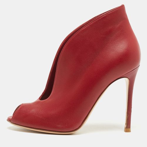 Gianvito Rossi Red Leather Vamp Peep Toe Ankle Booties Size 36 - Gianvito Rossi - Modalova