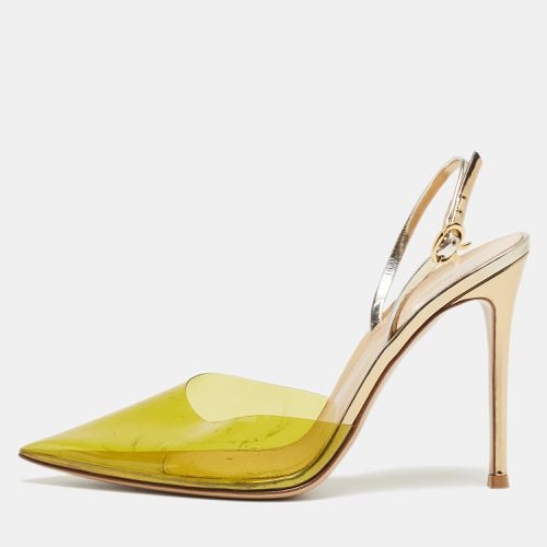 Gianvito Rossi Green/Silver Leather and PVC Slingback Pumps Size 39.5 - Gianvito Rossi - Modalova