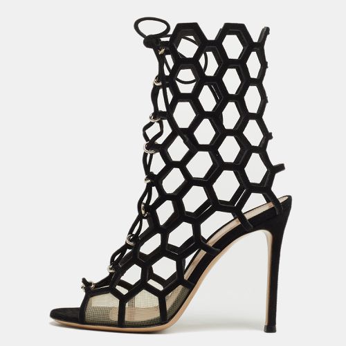 Gianvito Rossi Black Suede and Mesh Cut Out Sandals Size 36 - Gianvito Rossi - Modalova