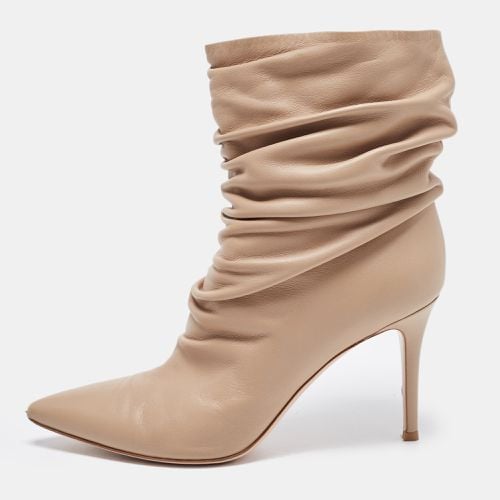 Gianvito Rossi Beige Leather Ruched Ankle Boots Size 39 - Gianvito Rossi - Modalova