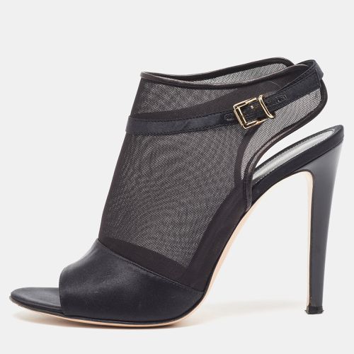 Gianvito Rossi Black Satin and Mesh Open Toe Cut Out Slingback Booties Size 40 - Gianvito Rossi - Modalova