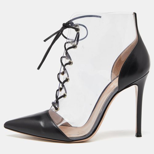 Gianvito Rossi Black/Transparent PVC and Leather Helmut Lace Up Boots Size 39 - Gianvito Rossi - Modalova