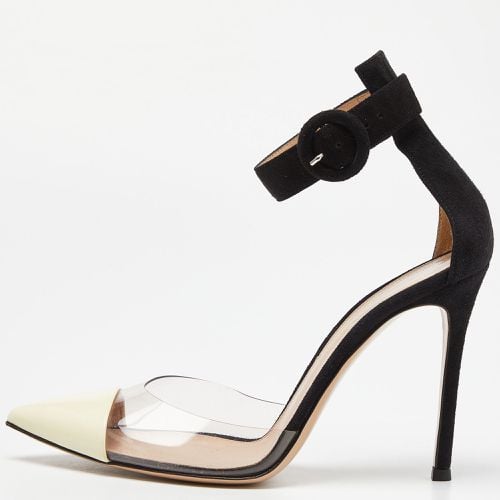 Gianvito Rossi Black/Beige Suede, Patent Leather and PVC Ankle Strap Sandals Size 37.5 - Gianvito Rossi - Modalova